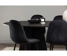 Venture Design Valgomojo stalas ir kėdžių komplektas Bootcut ovalus 230x115 cm juodas
