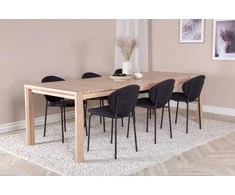 Venture Design Valgomojo stalas ir kėdžių komplektas 170x250 cm Balta Juoda