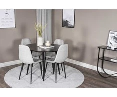 Venture Design Valgomojo stalas ir kėdžių komplektas Plaza 100x75 cm juodos spalvos audinys