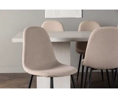 Venture Design Valgomojo stalas ir kėdžių komplektas Olga valgomojo stalas ir Polar kėdės 200x75 cm balta juoda smėlio spalvos