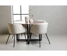 Venture Design Valgomojo stalas ir kėdžių komplektas 120 cm Juoda Smėlio spalvos MDF Aksomas Plienas