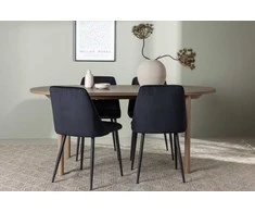 Venture Design Valgomojo stalas ir kėdžių komplektas Andy valgomojo stalas ir naktinė valgomojo kėdė 180x75 cm juoda