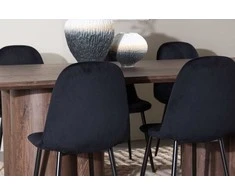 Venture Design Valgomojo stalas ir kėdžių komplektas Olivia 100x210 cm Juodas