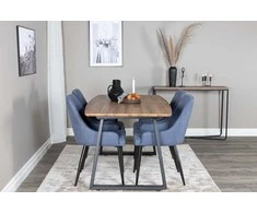 Venture Design Valgomojo stalas ir kėdžių komplektas 160x200x85x75 cm Mėlynas Medis Audinys
