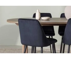 Venture Design Valgomojo stalas ir kėdžių komplektas Andy valgomojo stalas ir naktinė valgomojo kėdė 180x75 cm juoda