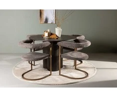Venture Design Valgomojo stalas ir kėdžių komplektas Olivia 110 cm rudos ir juodos spalvos MDF ir plieno