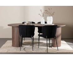 Venture Design Valgomojo stalas ir kėdžių komplektas 200x90 cm, moka, MDF ir plienas