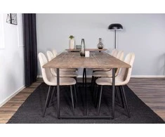 Venture Design Valgomojo stalas ir kėdžių komplektas 250x100x76 cm Juoda Smėlio spalvos Tikas Metalas
