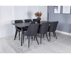 Venture Design Valgomojo stalas ir kėdžių komplektas 195x95 cm juodas