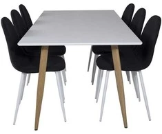Venture Design Valgomojo stalas ir kėdžių komplektas Polar 180x90x75 cm, balta medžiaga