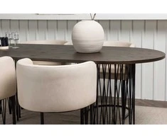 Venture Design Valgomojo stalas ir kėdžių komplektas Stone ir Simrishamn 220x100 cm Juoda Smėlio spalvos
