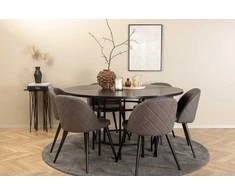 Venture Design Valgomojo stalas ir kėdžių komplektas Kopenhaga 140x74 cm juodas metalas