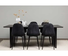 Venture Design Valgomojo stalas ir kėdžių komplektas Vail 200x100 cm juodas