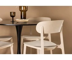 Venture Design Valgomojo stalas ir kėdžių komplektas 100 cm juoda mediena plastiko kompozitas