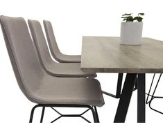 Venture Design Valgomojo stalas ir kėdžių komplektas 180x90x75 cm Juoda Pilka