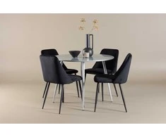 Venture Design Valgomojo stalas ir kėdžių komplektas Plaza Night 100 cm Pilka Juoda MDF