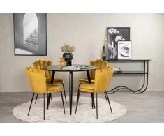 Venture Design Valgomojo stalas ir kėdžių komplektas 100x75 cm juoda geltona