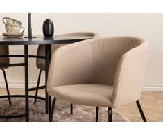 Venture Design Valgomojo stalas ir kėdžių komplektas Kopenhaga 140x74 cm Juoda Smėlio spalvos audinys