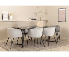 Venture Design Valgomojo stalas ir kėdžių komplektas Petra valgomojo stalas ir Berit kėdė 190x90x75 cm juoda