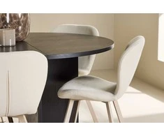 Venture Design Valgomojo stalas ir kėdžių komplektas Strada stalas su 6 Lilja kėdėmis 120x170 cm juoda smėlio spalvos mediena