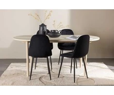 Venture Design Valgomojo stalas ir kėdžių komplektas Andy valgomojo stalas ir Polar valgomojo kėdė 180x90 cm balta plienas
