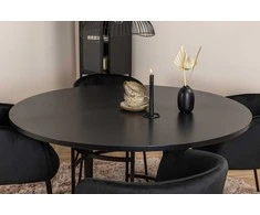 Venture Design Valgomojo stalas ir kėdžių komplektas Kopenhaga 140x74 cm Juodas
