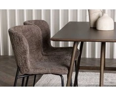 Venture Design Valgomojo stalas ir kėdžių komplektas Kaseidon ir Modesto 80x120 cm rudos ir pilkos spalvos MDF ir kaučiukmedžio