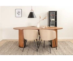 Venture Design Valgomojo stalas ir kėdžių komplektas Bianca Ovalus valgomojo stalas ir Berit kėdė 200x90x75 cm Juoda Smėlio spalva