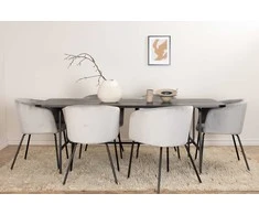 Venture Design Valgomojo stalas ir kėdžių komplektas Uno 200x90x74 cm Juodas aksomas