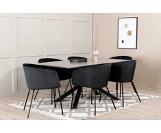 Venture Design Valgomojo stalas ir kėdžių komplektas Piazza valgomojo stalas ir Berit kėdė 190x90x76 cm juoda