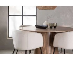Venture Design Valgomojo stalas ir kėdžių komplektas 120 cm Juoda Smėlio MDF Aksomas
