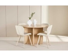 Venture Design Valgomojo stalas ir kėdžių komplektas Strada stalas ir 4 Lilja kėdės 120x170 cm balintos smėlio spalvos mediena