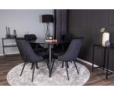 Venture Design Valgomojo stalas ir kėdžių komplektas Plaza 100x75 cm juodas
