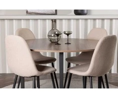 Venture Design Valgomojo stalas ir kėdžių komplektas Durango valgomojo stalas ir Polar valgomojo kėdė 120 cm juodasis riešutas smėlio spalvos MDF plienas audinys