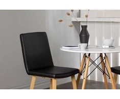 Venture Design Valgomojo stalas ir kėdžių komplektas Danburi 60 cm juoda mediena MDF dirbtinė oda
