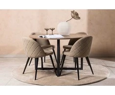 Venture Design Valgomojo stalas ir kėdžių komplektas Durango 120 cm Juodasis graikinis riešutas Smėlio spalvos MDF audinys