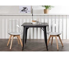 Venture Design Valgomojo stalas ir kėdžių komplektas Tempe ir Edvin 80x80 cm juoda ir balta