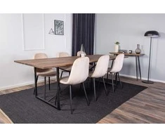 Venture Design Valgomojo stalas ir kėdžių komplektas 250x100x76 cm Juoda Smėlio spalvos Tikas Metalas