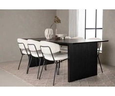 Venture Design Valgomojo stalas ir kėdžių komplektas Vail ir Chico juoda ir balta MDF ir plienas