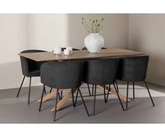 Venture Design Valgomojo stalas ir kėdžių komplektas Piazza valgomojo stalas su Berit valgomojo kėde 180x90 cm juoda moka