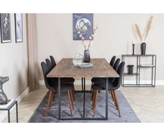 Venture Design Valgomojo stalas ir kėdžių komplektas Padang valgomojo stalas 250x100x76 cm tamsus ąžuolas audinys