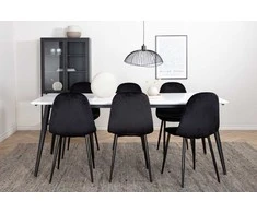 Venture Design Valgomojo stalas ir kėdžių komplektas Jimmy valgomojo stalas ir Polar valgomojo kėdė 195x90x76 cm juoda balta