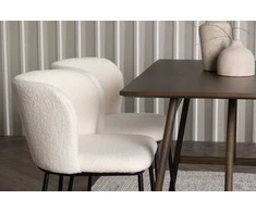 Venture Design Valgomojo stalas ir kėdžių komplektas Kaseidon Edina 120x80 cm Ruda Balta mediena audinys