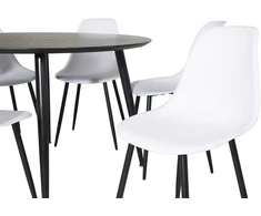 Venture Design Valgomojo stalas ir kėdžių komplektas 115 cm Juodas plastikas