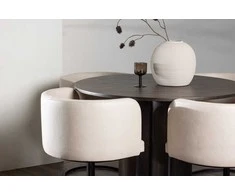 Venture Design Valgomojo stalas ir kėdžių komplektas Olivia 110 cm Mocca ir smėlio spalvos MDF ir audinys
