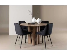 Venture Design Valgomojo stalas ir kėdžių komplektas Olivia valgomojo stalas ir naktinės kėdės 110 cm moka ir juodas MDF