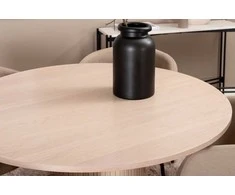 Venture Design Valgomojo stalas ir kėdžių komplektas Bianca apvalus valgomojo stalas ir Berit kėdės 110x74 cm juoda smėlio spalvos