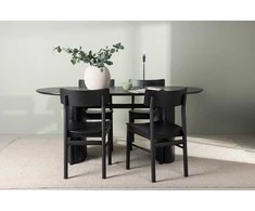 Venture Design Valgomojo stalas ir kėdžių komplektas Isolde valgomojo stalas 180x75 cm juodas MDF