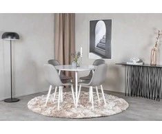 Venture Design Valgomojo stalas ir kėdžių komplektas Plaza apvalus stalas 100 cm baltas