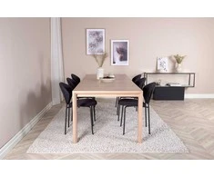Venture Design Valgomojo stalas ir kėdžių komplektas 170x250 cm Balta Juoda